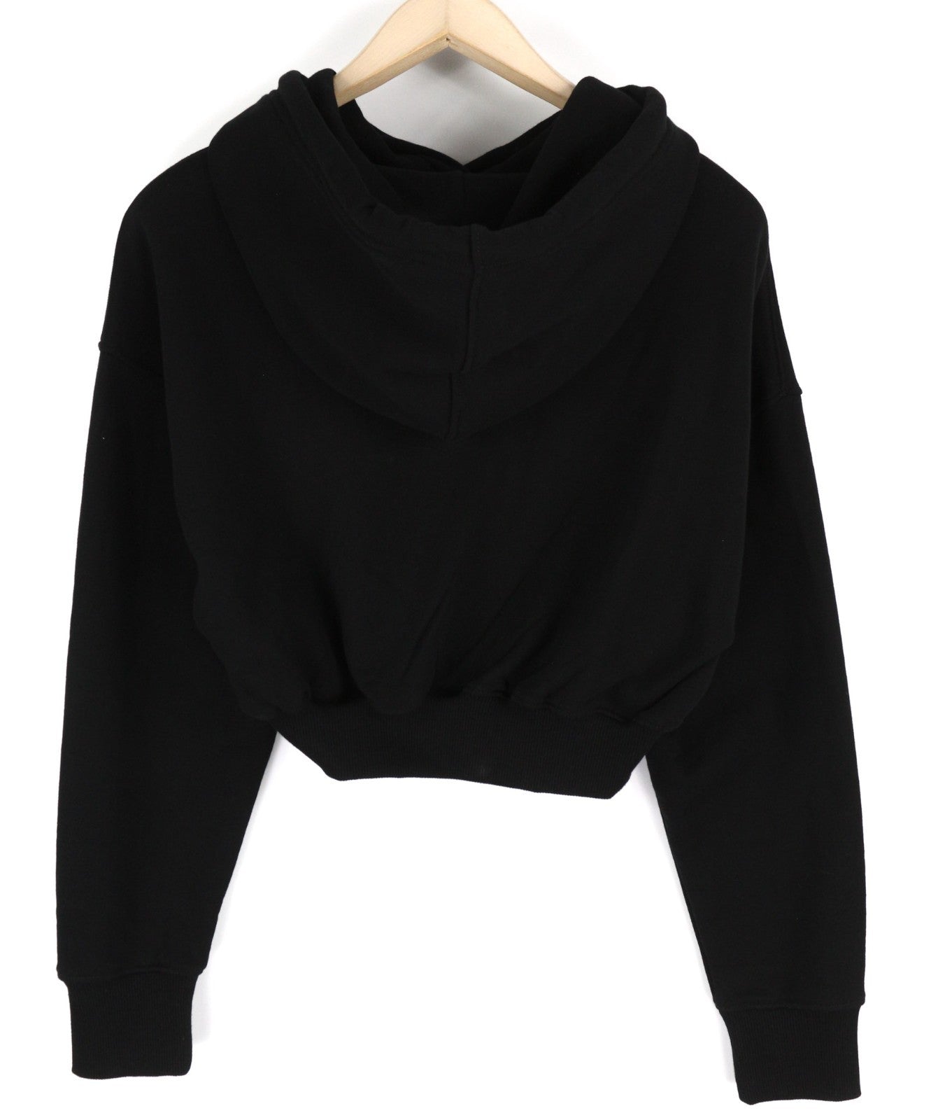 DIESEL F-Kral-B1 Women Hoodie S Black Cropped Pull On Logo Strap Hood