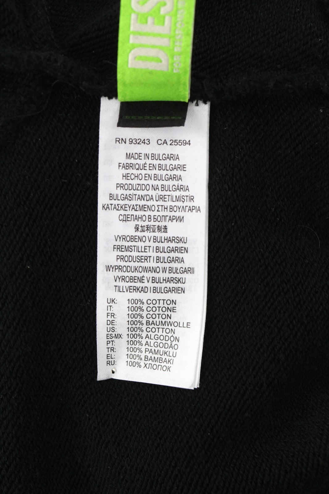 DIESEL F-Kral-B1 Women Hoodie S Black Cropped Pull On Logo Strap Hood