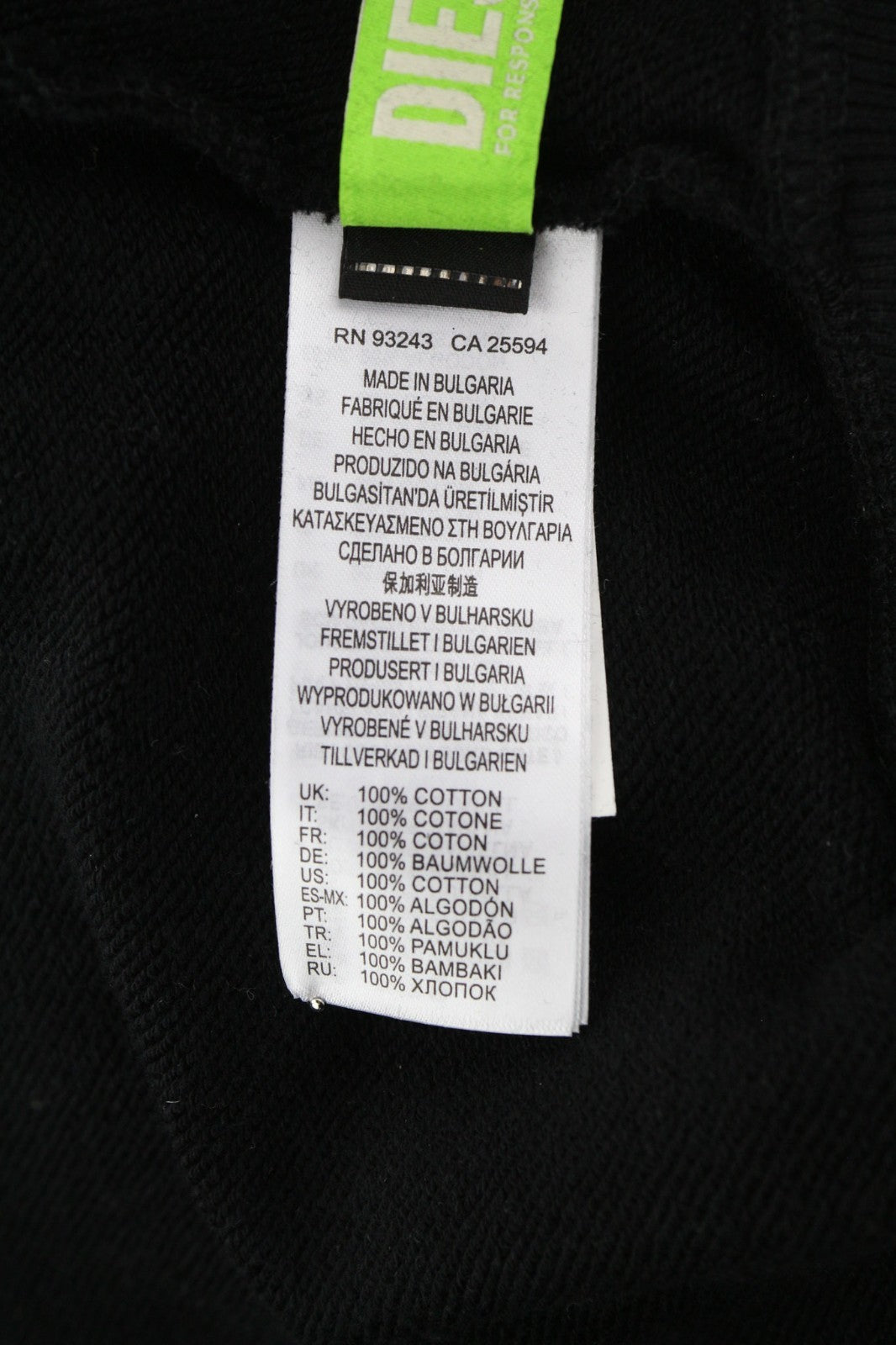 DIESEL F-Kral-B1 Women Hoodie S Black Cropped Pullover Logo Long Sleeve