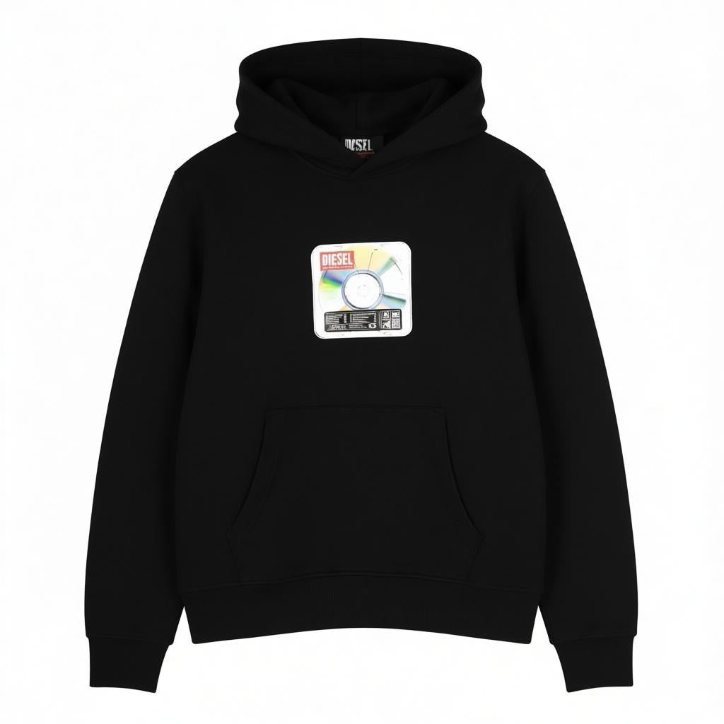 DIESEL S-Ginn-Hood-E6 Men Hoodie M Black Pullover Straps Long Sleeve RRP175