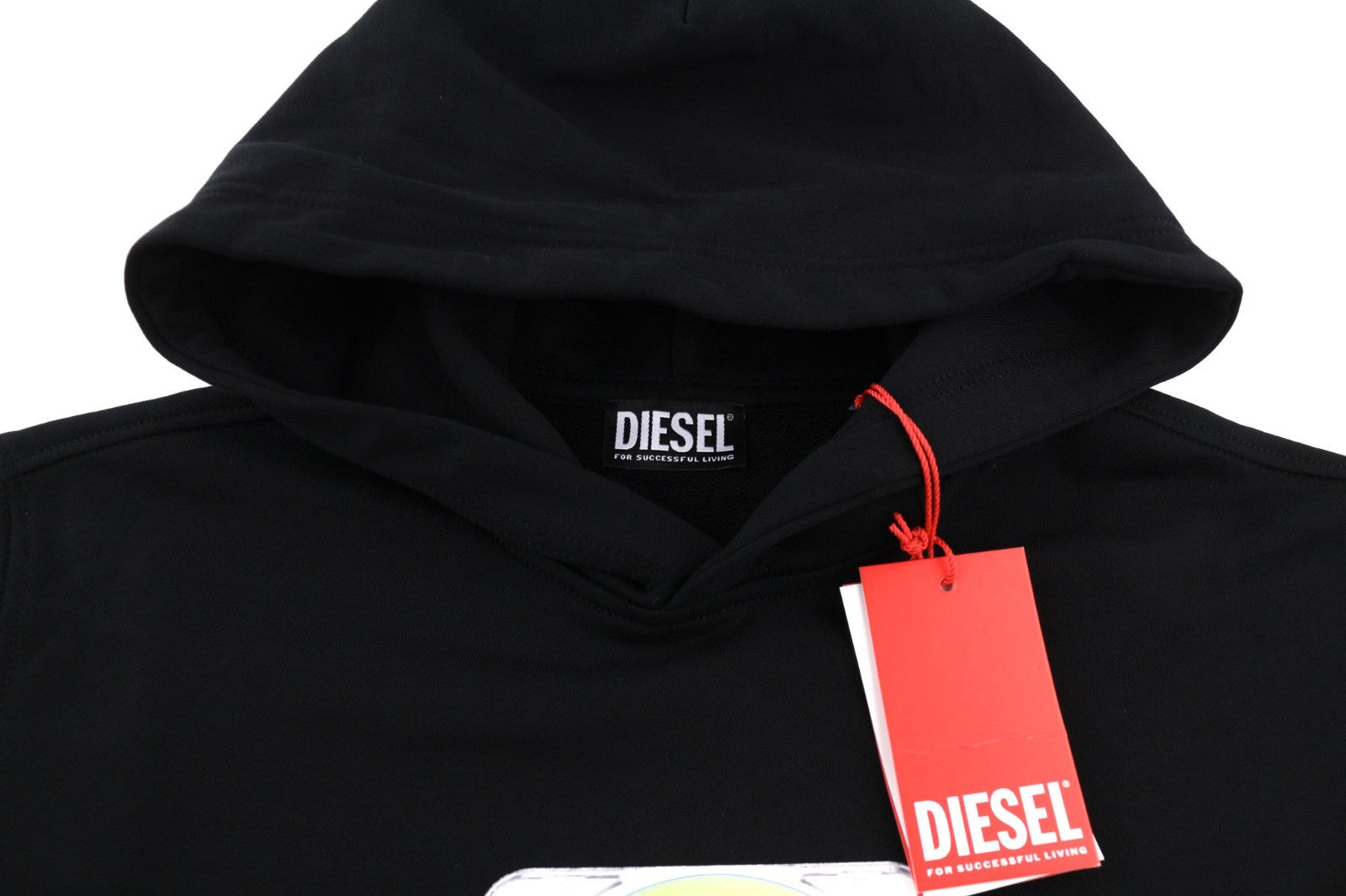 DIESEL S-Ginn-Hood-E6 Men Hoodie M Black Pullover Straps Long Sleeve RRP175
