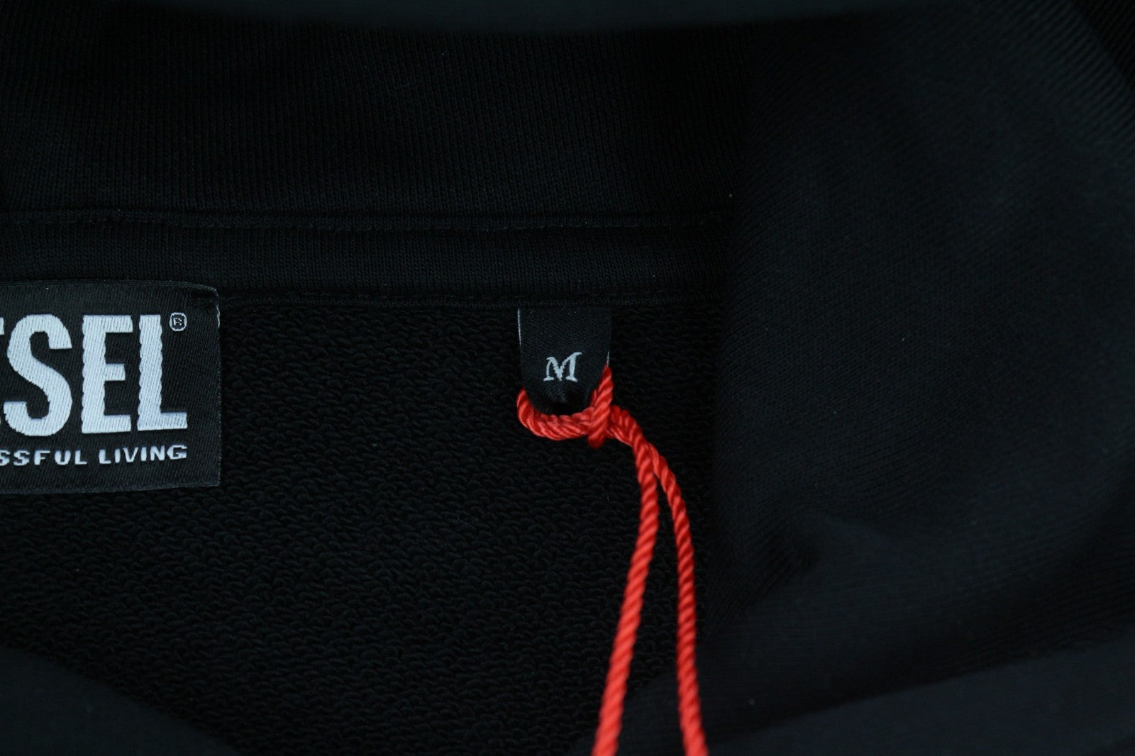 DIESEL S-Ginn-Hood-E6 Men Hoodie M Black Pullover Straps Long Sleeve RRP175