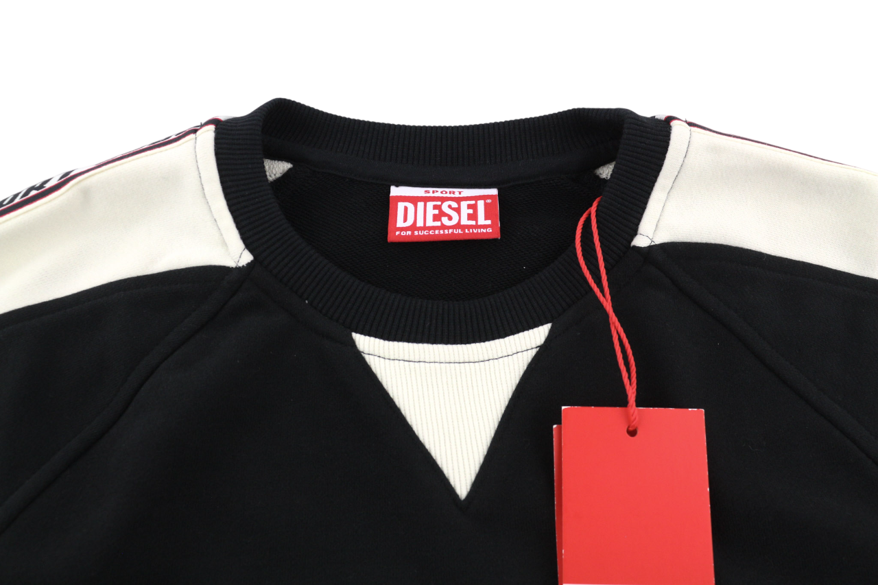 DIESEL Amst-Baweey Men Sweatshirt S Black 55DSL Pullover Crew Logo RRP€155