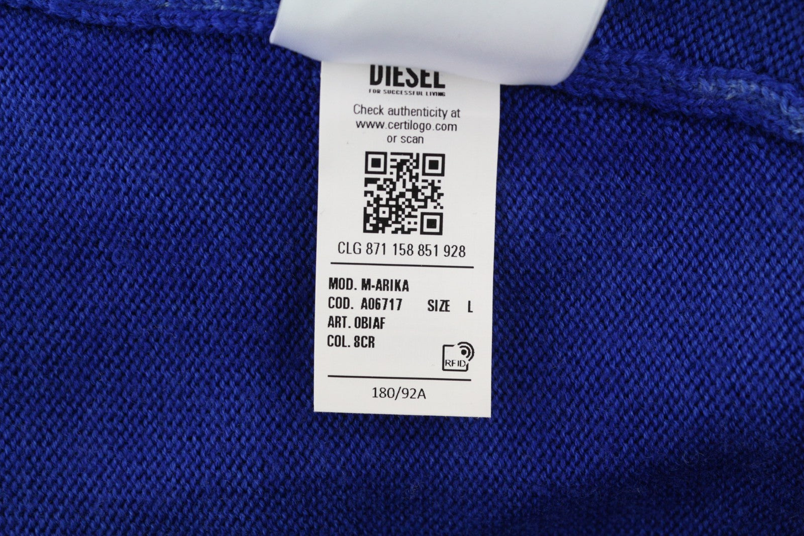 DIESEL M-Arika Women Jumper L Blue Washed Wool Knit Cardigan Buttoned RRP300