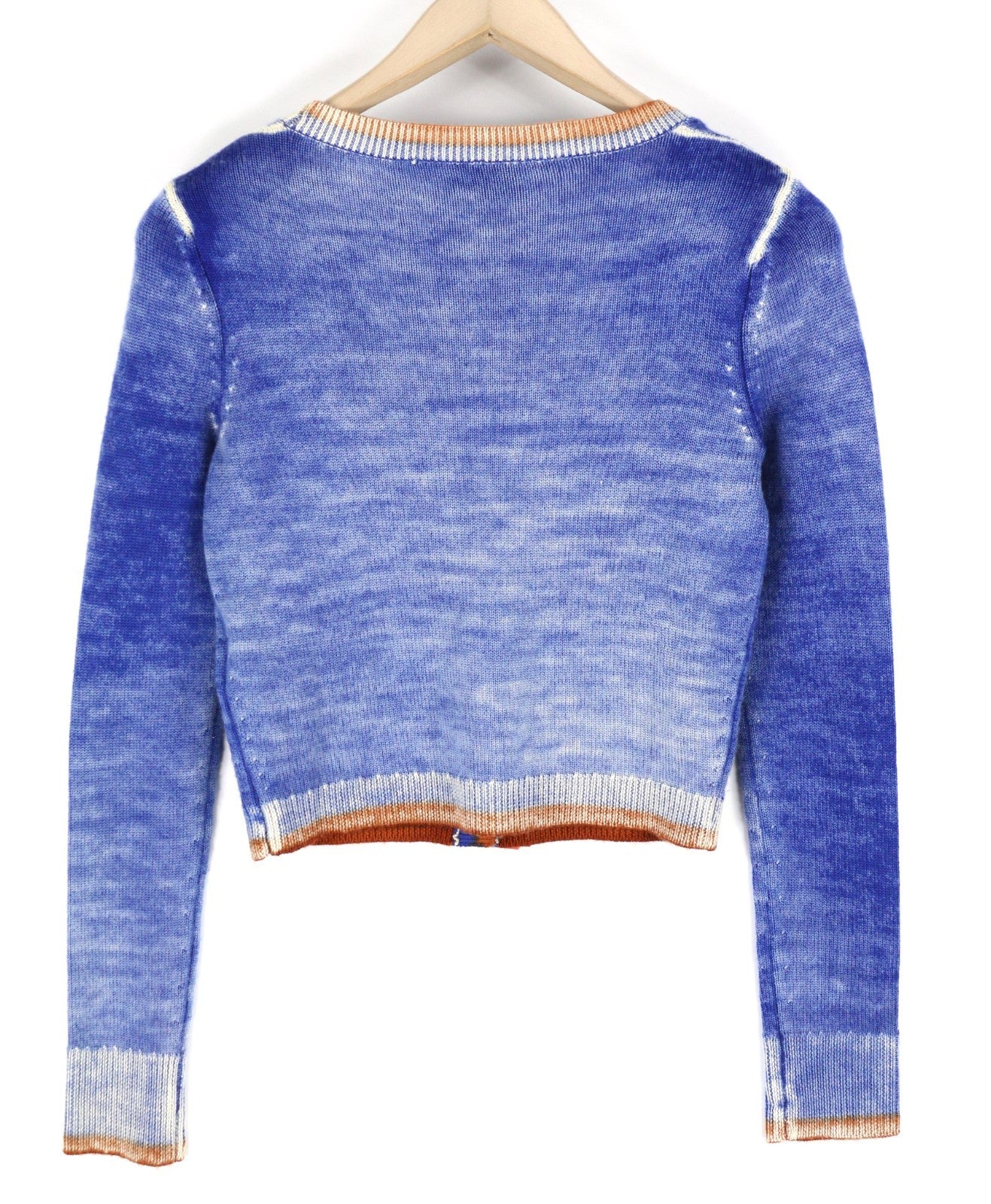 DIESEL M-Arika Women Jumper S Blue Washed Wool Knit Cardigan Buttoned RRP300