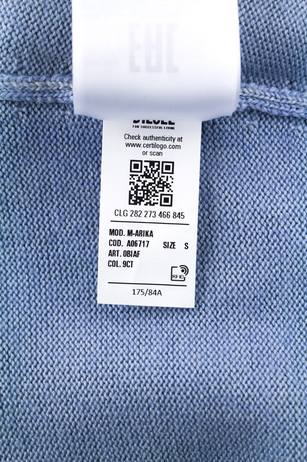 DIESEL M-Arika Women Jumper S Light Blue Washed Wool Knit Cardigan RRP300