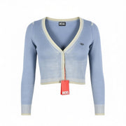 DIESEL M-Arika Women Jumper M Light Blue Washed Wool Knit Cardigan RRP300