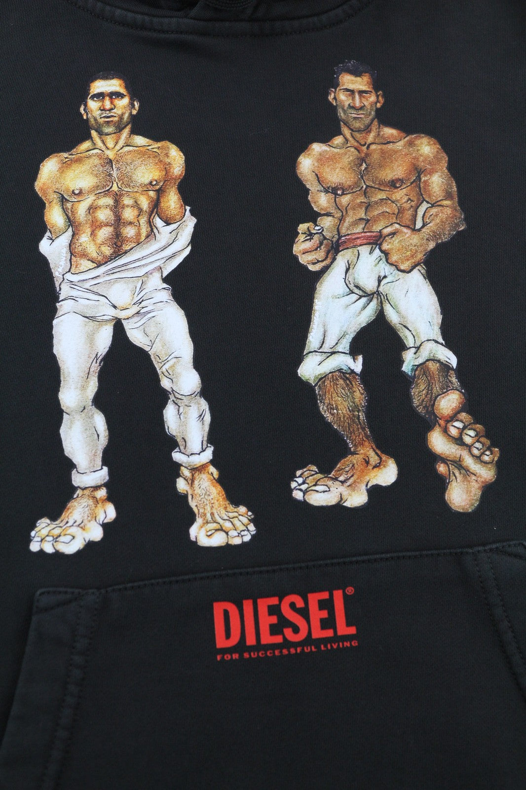 DIESEL PR-Ginn-Hood-P1 Men Hoodie XS Black Pullover Kangaroo Long Sleeve RRP195