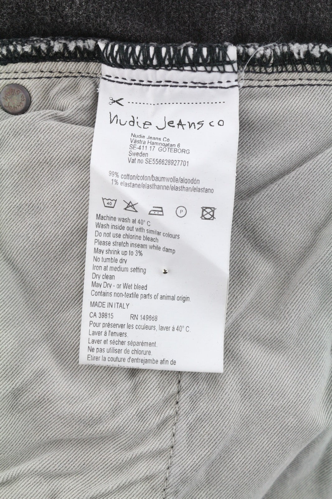 NUDIE JEANS Pile Led Men's Jeans W30/L32 Grey Marble Organic Skinny Washed Zip