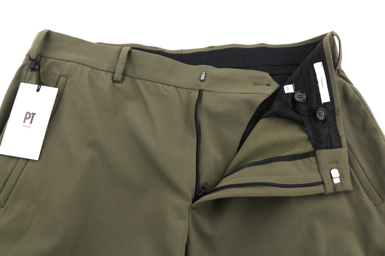 PT TORINO Gamma Men's Trousers 50 W35 Khaki Slim Cargo Stretch Zip Fly Pockets