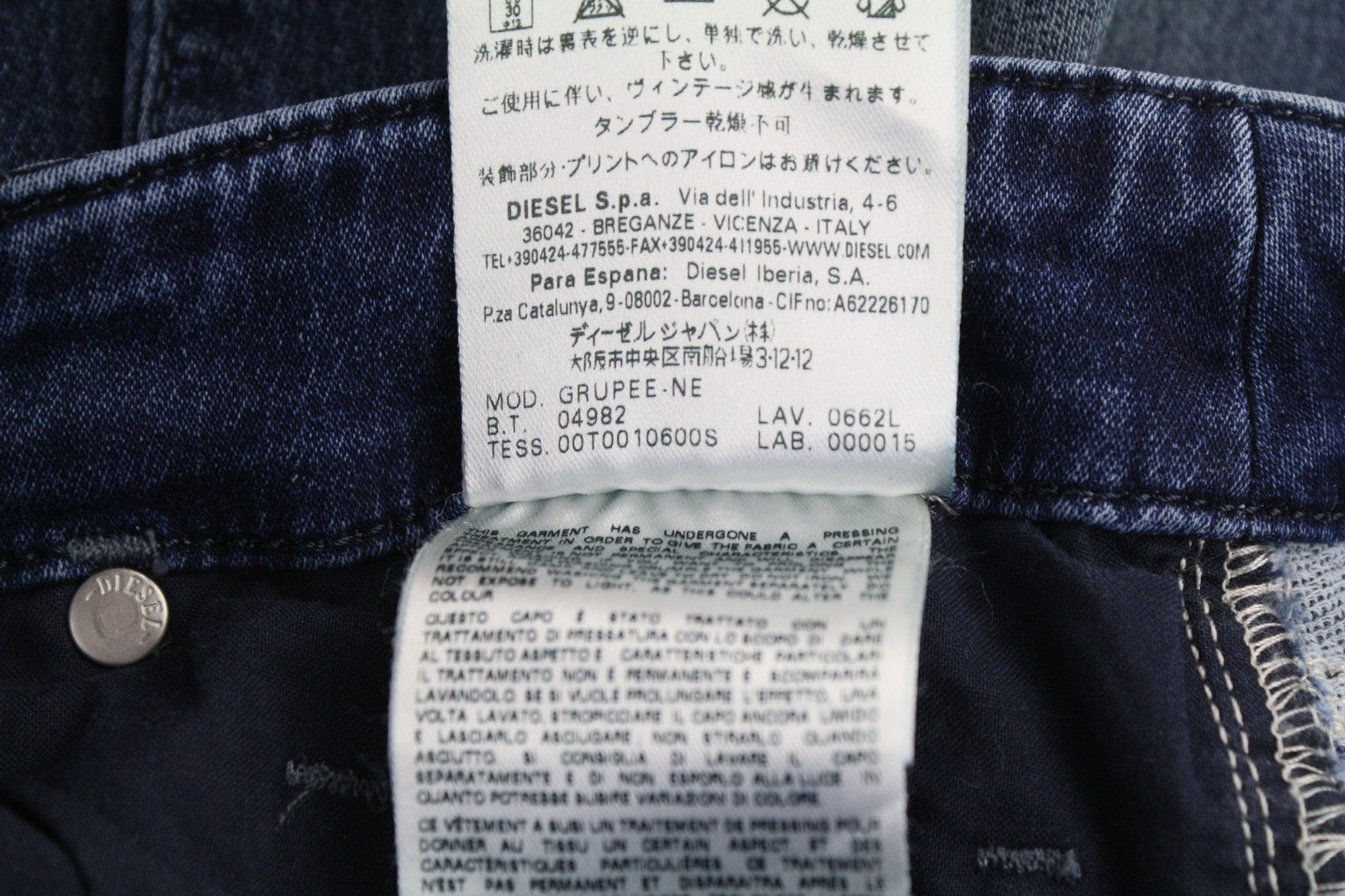 DIESEL Grupee-NE 0662L Women's Jeans W27 Blue Jogg Sweat Slim Skinny RRP199