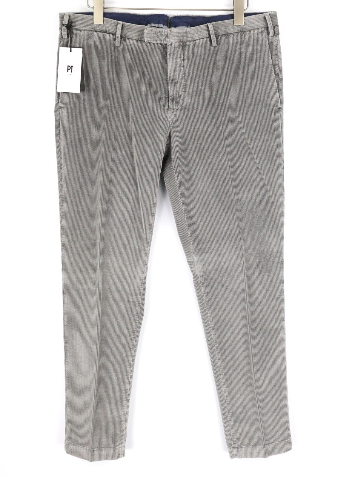 PT TORINO Men's Trousers 46 W30 Grey Skinny Cotton Stretch Corduroy Pleated