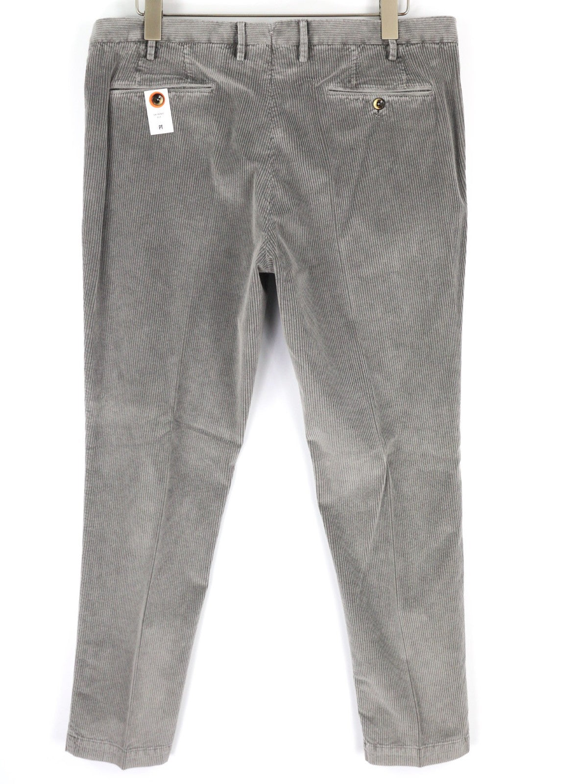 PT TORINO Men's Trousers 46 W30 Grey Skinny Cotton Stretch Corduroy Pleated