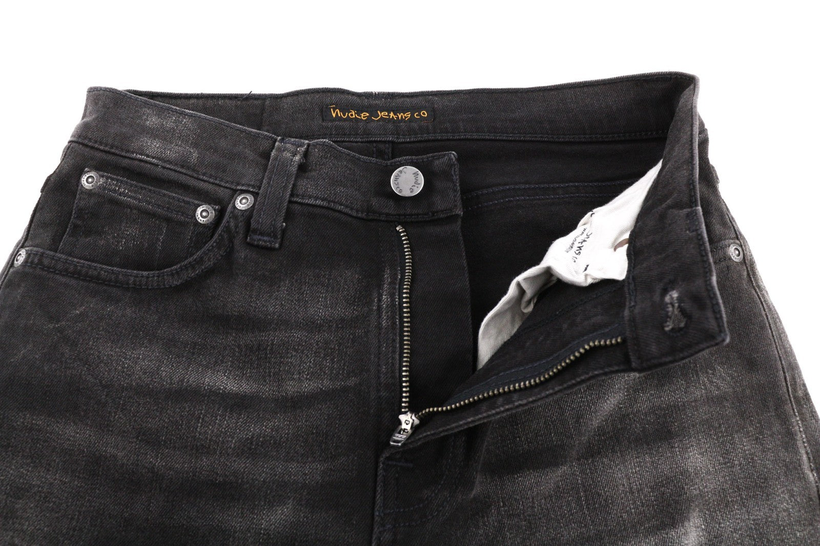 NUDIE JEANS Pipe Led Men's Jeans W28/L32 Grey Marble Organic Skinny Washed Zip