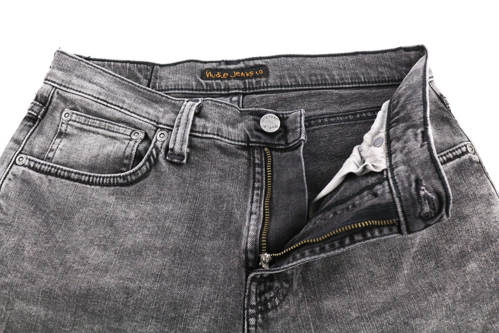 NUDIE JEANS Pile Led Men's Jeans W30/L30 Grey Marble Organic Skinny Washed Zip