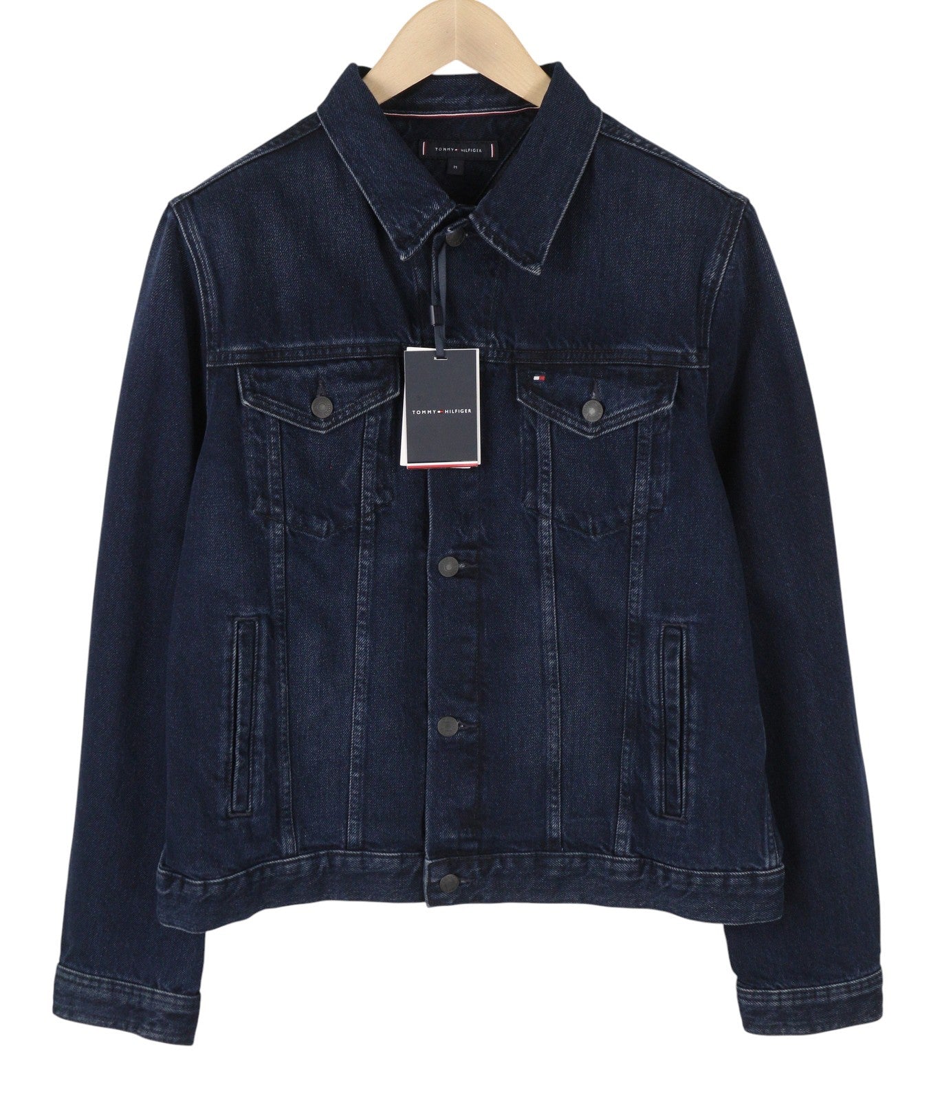 TOMMY HILFIGER Trucker Jkt Rgd Men Jacket M Navy Blue Denim Button-Up RRP159