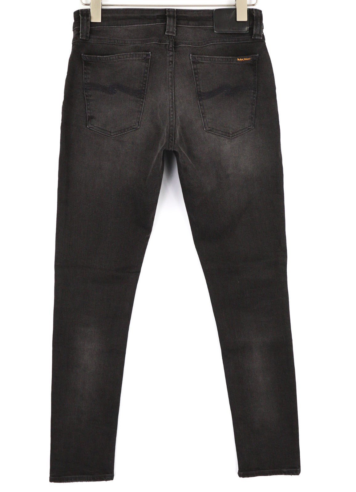 NUDIE JEANS Skinny Lin Men's Jeans W30/L32 Used Black Organic Ripped Washed Zip