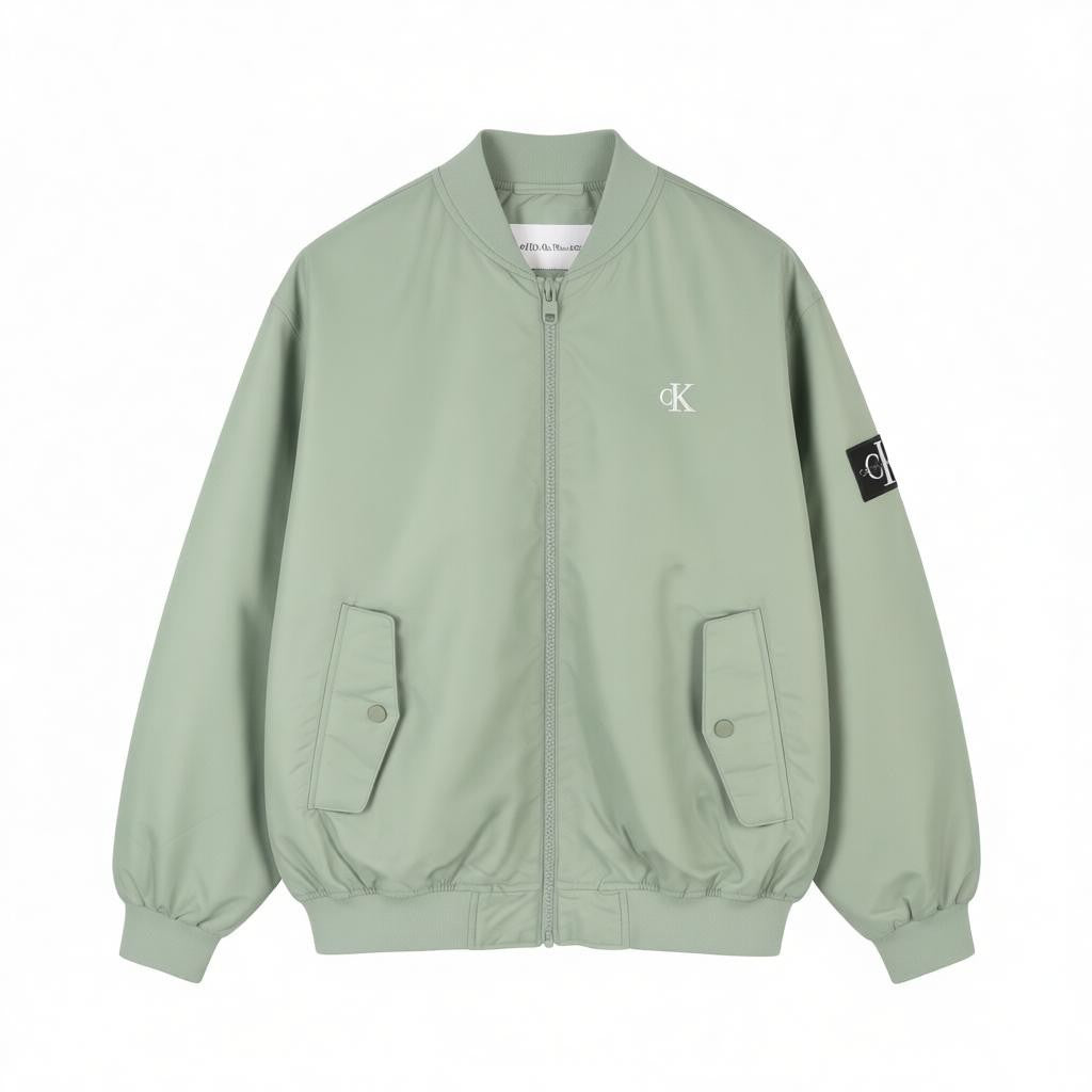 CALVIN KLEIN Men Jacket M Slate Grey Insulated Full Zip Logo Bomber RRP129