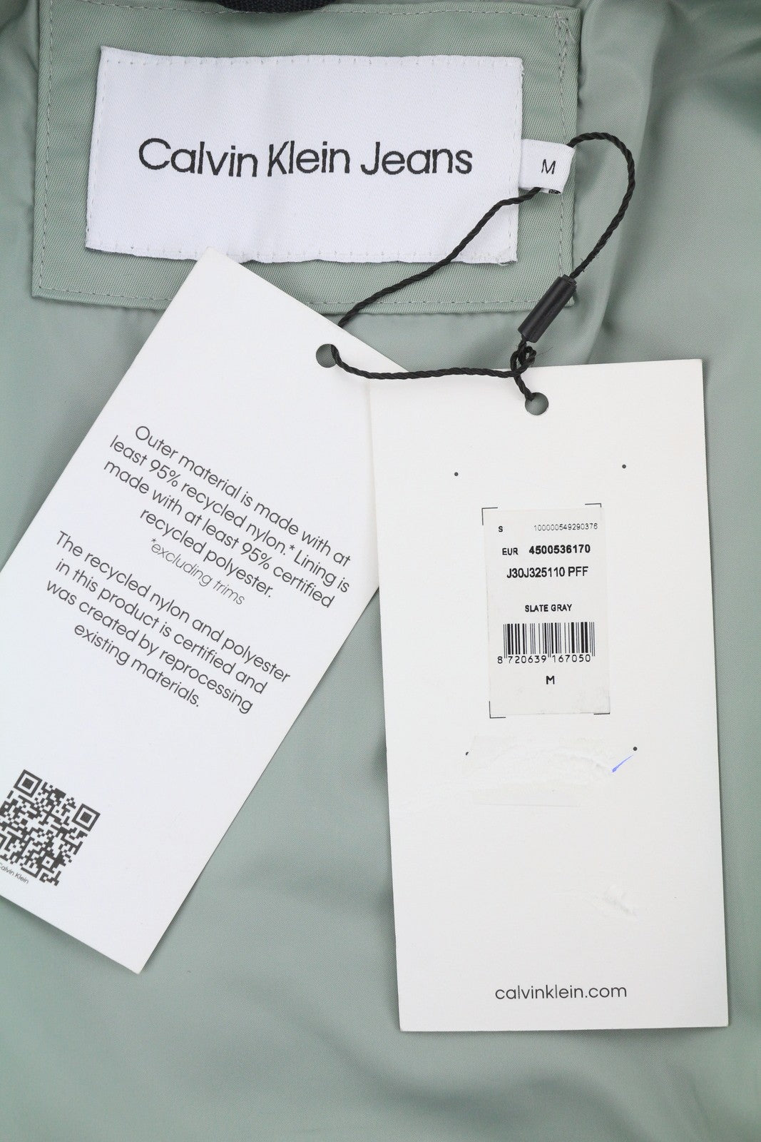 CALVIN KLEIN Men Jacket M Slate Grey Insulated Full Zip Logo Bomber RRP129