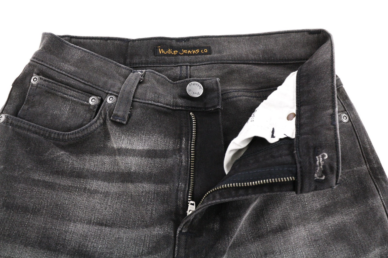 NUDIE JEANS Pipe Led Men's Jeans W28/L32 Grey Marble Organic Skinny Washed