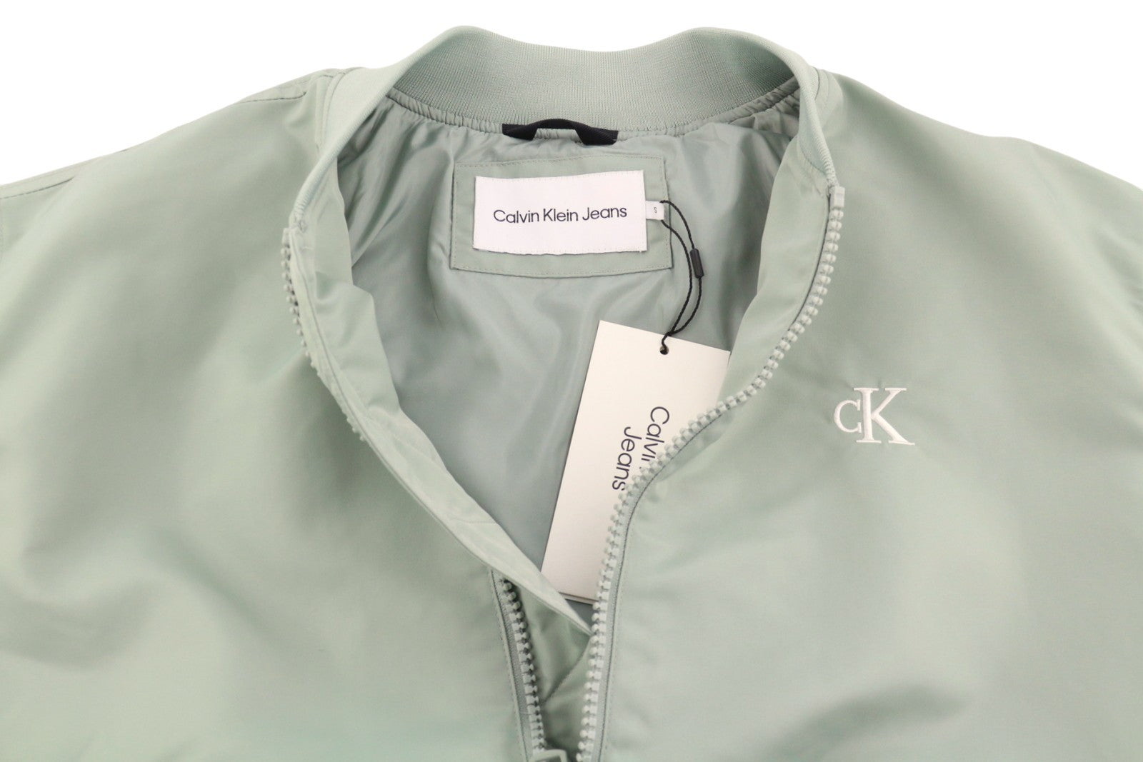 CALVIN KLEIN Men Jacket S Slate Grey Insulated Full Zip Logo Bomber RRP129