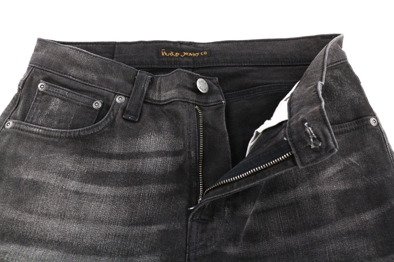 NUDIE JEANS Pipe Led Men's Jeans W30/L32 Grey Marble Organic Skinny Washed Zip