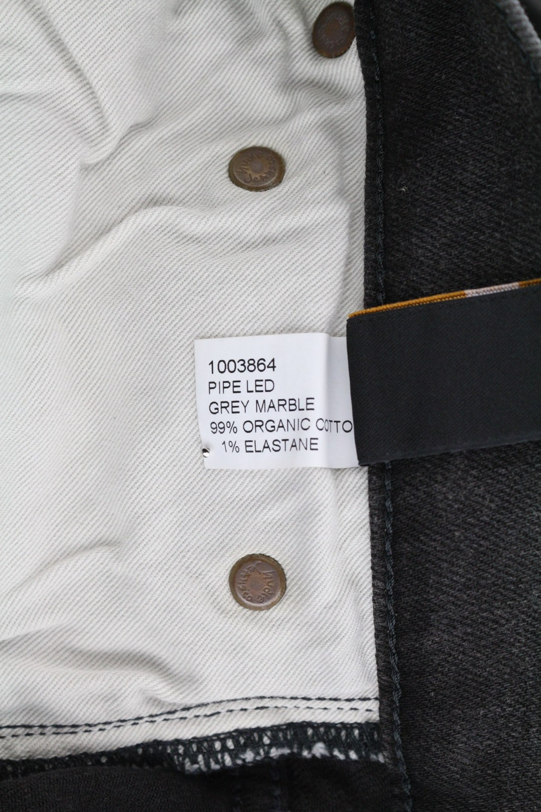 NUDIE JEANS Pipe Led Men's Jeans W30/L32 Grey Marble Organic Skinny Washed Zip