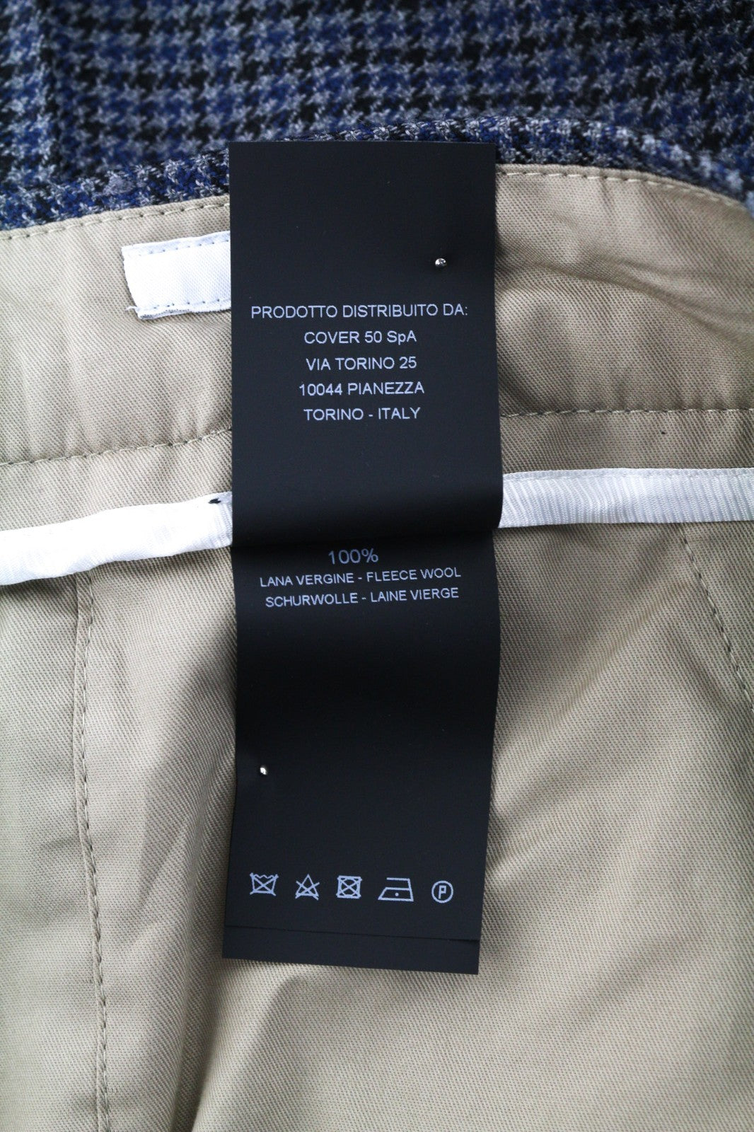 PT TORINO Men's Trousers 56 W39 Blue Grey Rebel Fit Wool Patterned Pleated