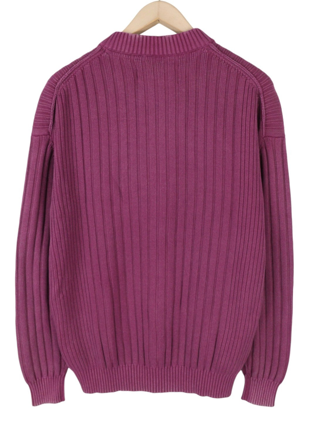 CALVIN KLEIN Men Jumper S Purple Faded Mock Neck Tight-Knit Stretch Pullover