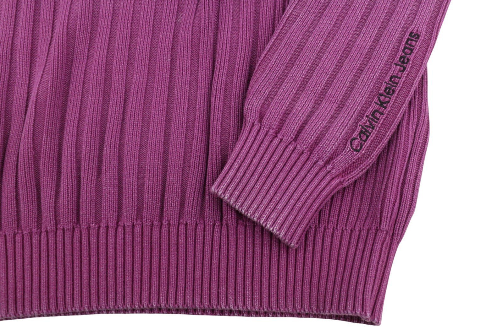 CALVIN KLEIN Men Jumper L Purple Faded Mock Neck Tight-Knit Stretch Pullover