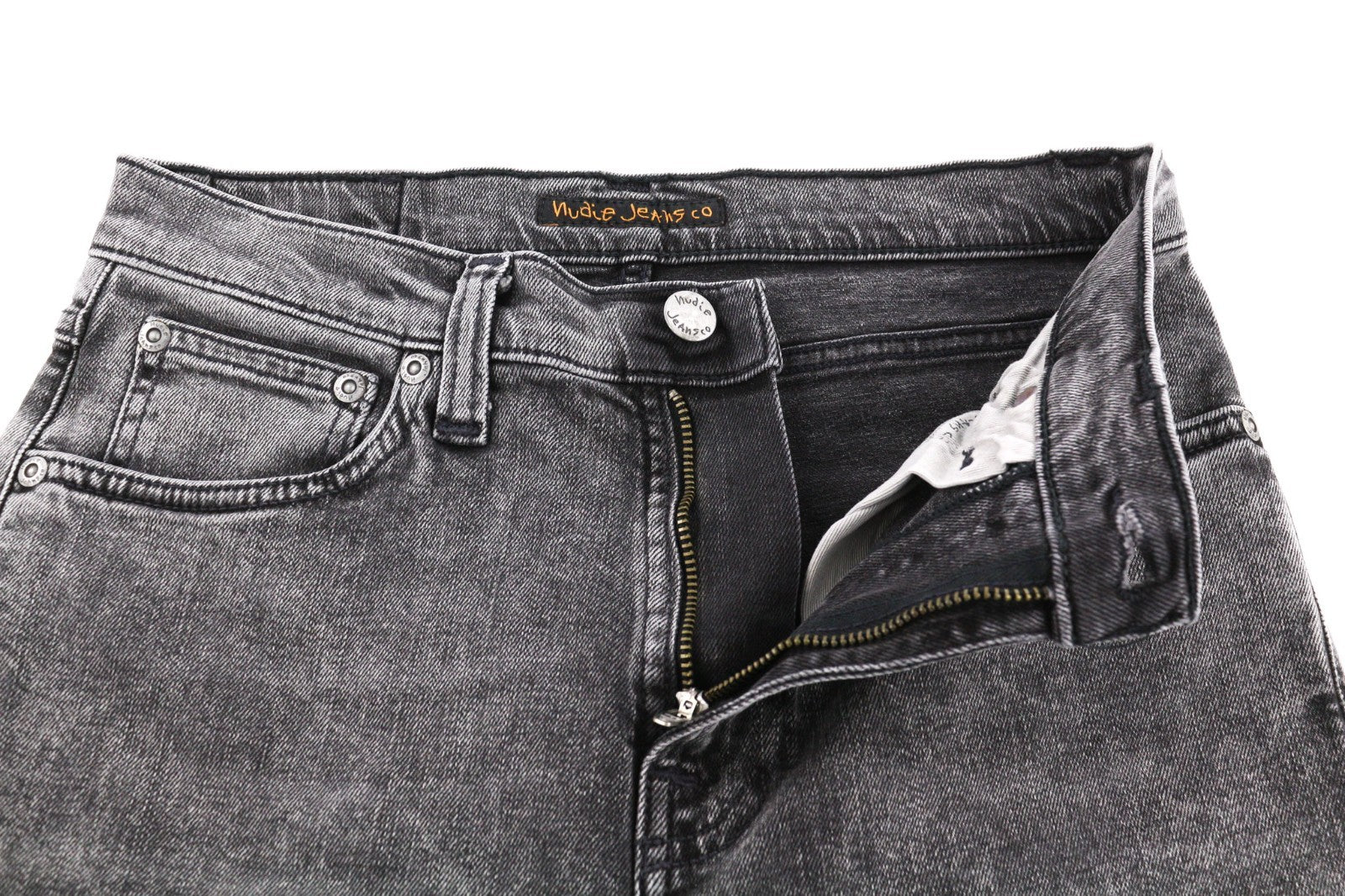 NUDIE JEANS Pile Led Men's Jeans W28/L30 Grey Marble Organic Skinny Washed Zip