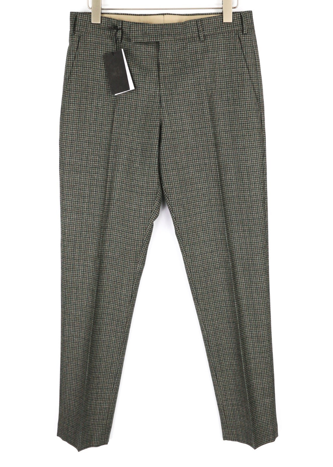 PT TORINO Men's Trousers 48 W34 Grey Soft Fit Pure Wool Patterned Pleated