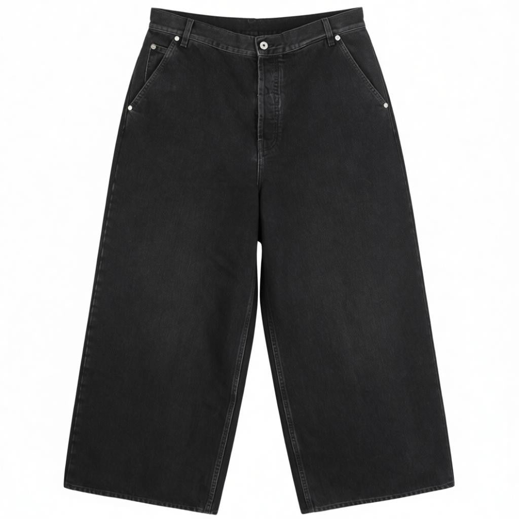 OFF-WHITE Men's Jeans W32 Vintage Black Wide Leg Pure Cotton Five-Pocket RRP650