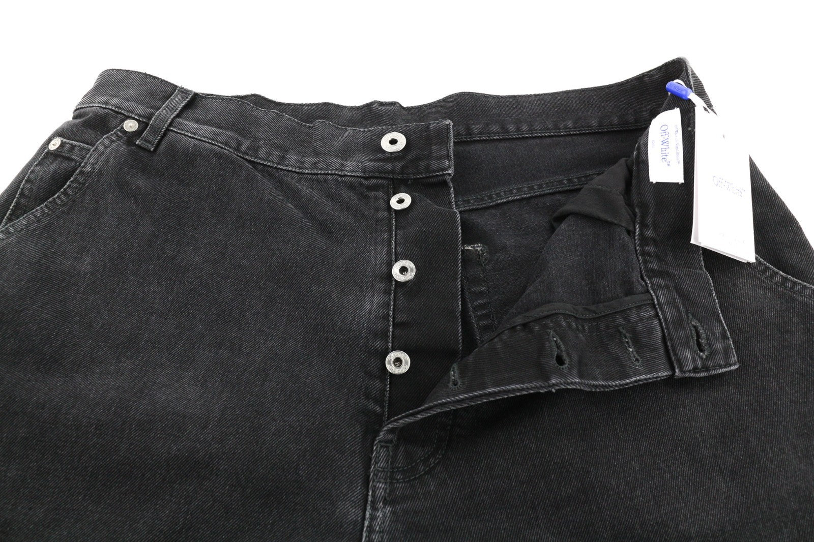 OFF-WHITE Men's Jeans W32 Vintage Black Wide Leg Pure Cotton Five-Pocket RRP650