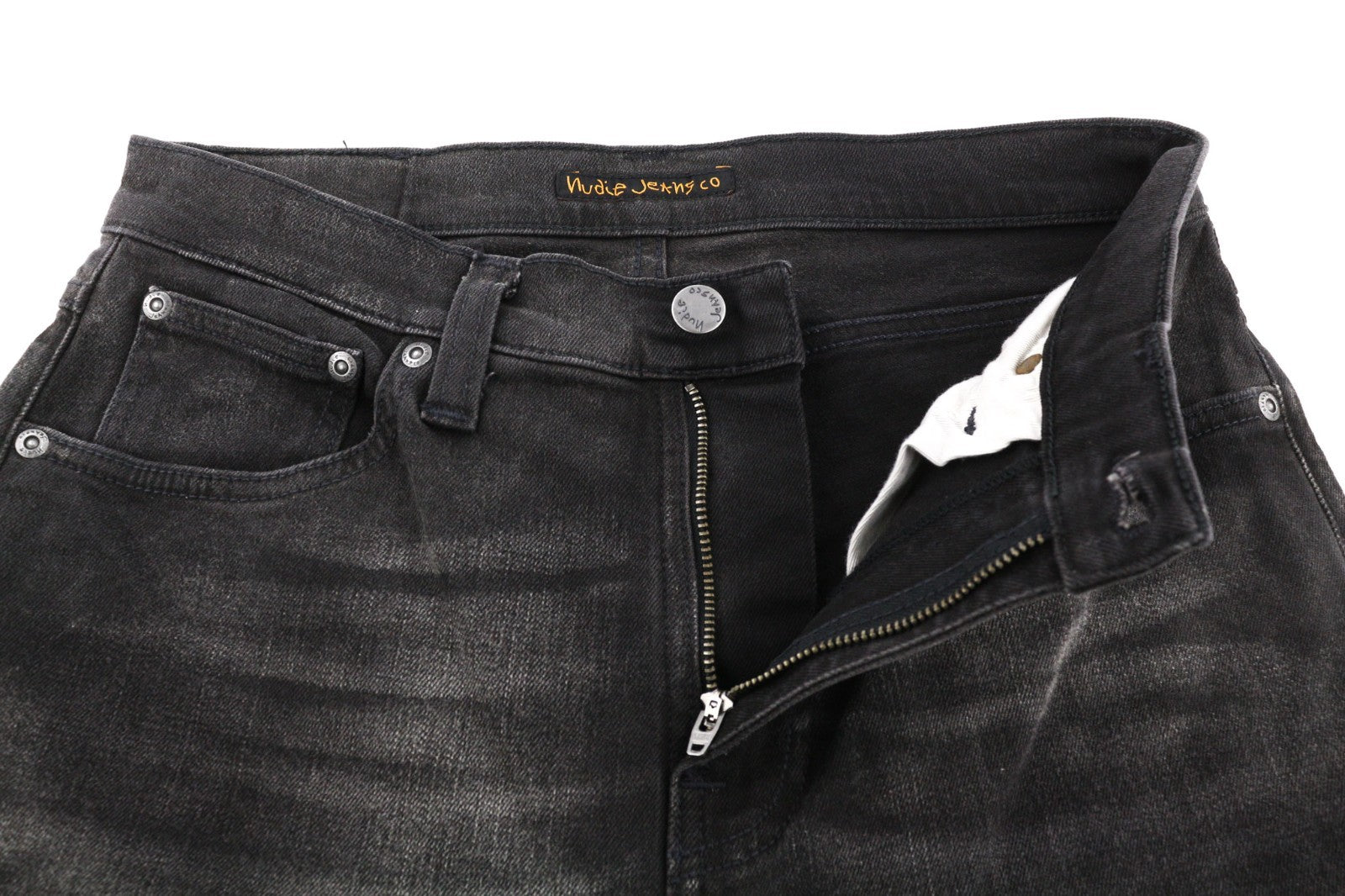 NUDIE JEANS Pipe Led Men's Jeans W30/L32 Grey Marble Organic Skinny Washed Zip