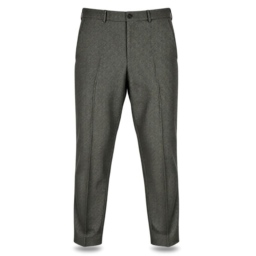 PT TORINO Men's Trousers 50 W36 Grey Soft Fit Pure Wool Patterned Pleated Style