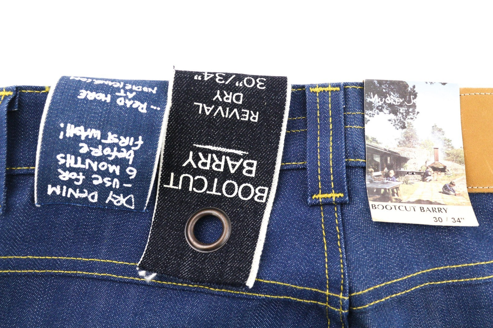 NUDIE JEANS Bootcut Barr Men's Jeans W30/L34 Blue Revival Dry Denim Button Fly