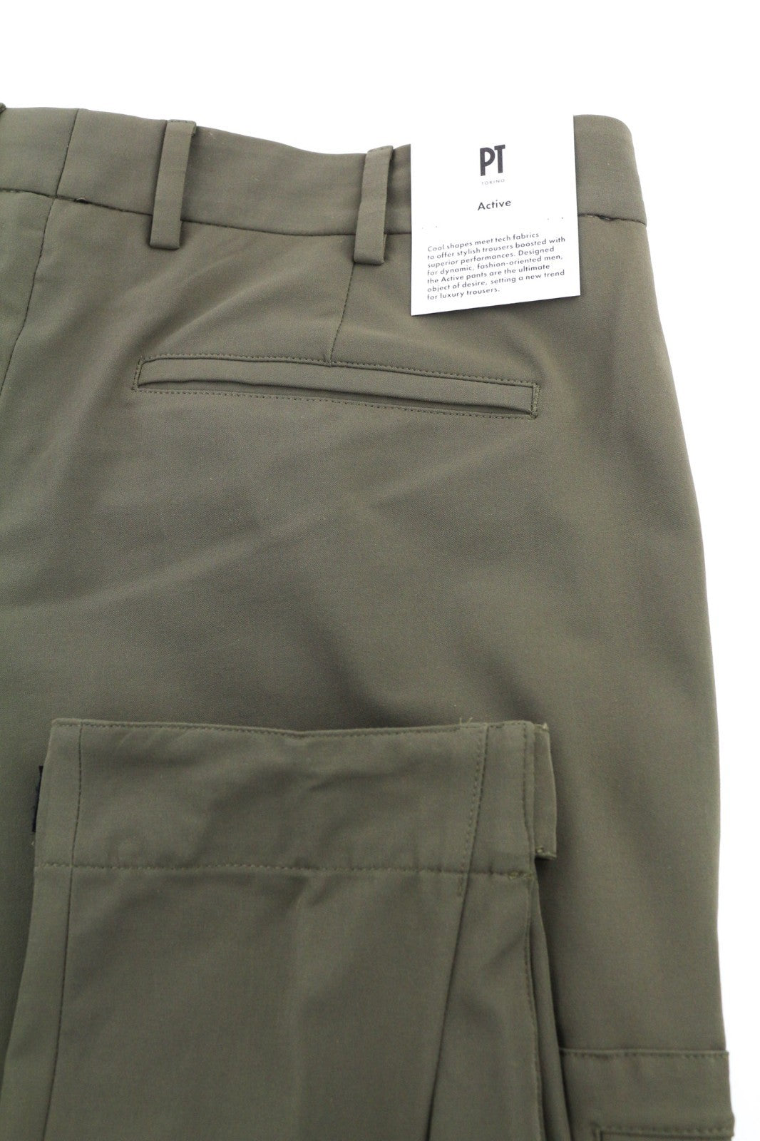 PT TORINO Gamma Men's Trousers 50 W35 Khaki Slim Cargo Stretchy Zip Pockets