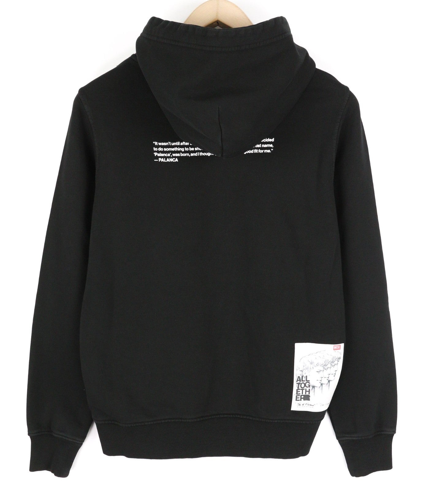 DIESEL Ginn-Hood-P1 Men's Unisex Hoodie 2XS Black Soft Pullover Kangaroo RRP195