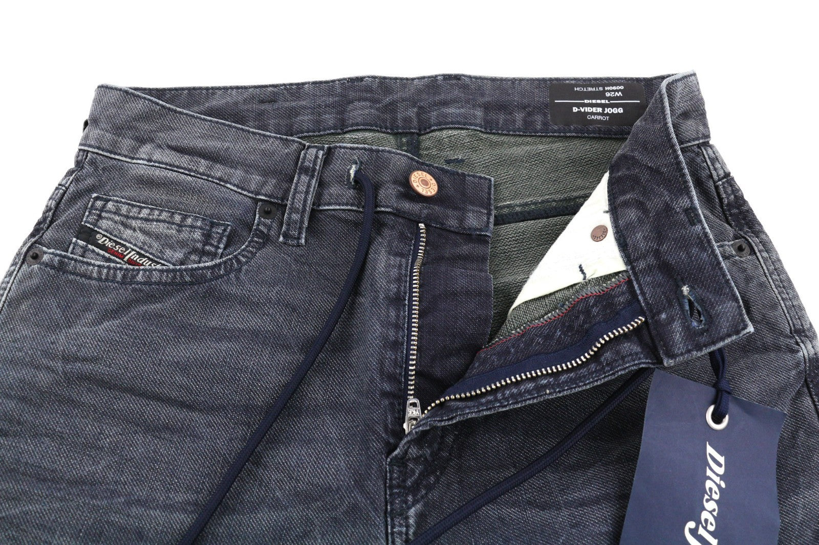 DIESEL D-Vider CB-NE 0090H Men's Jeans W26 Blue Jogg Sweat Carrot Stretch Fit