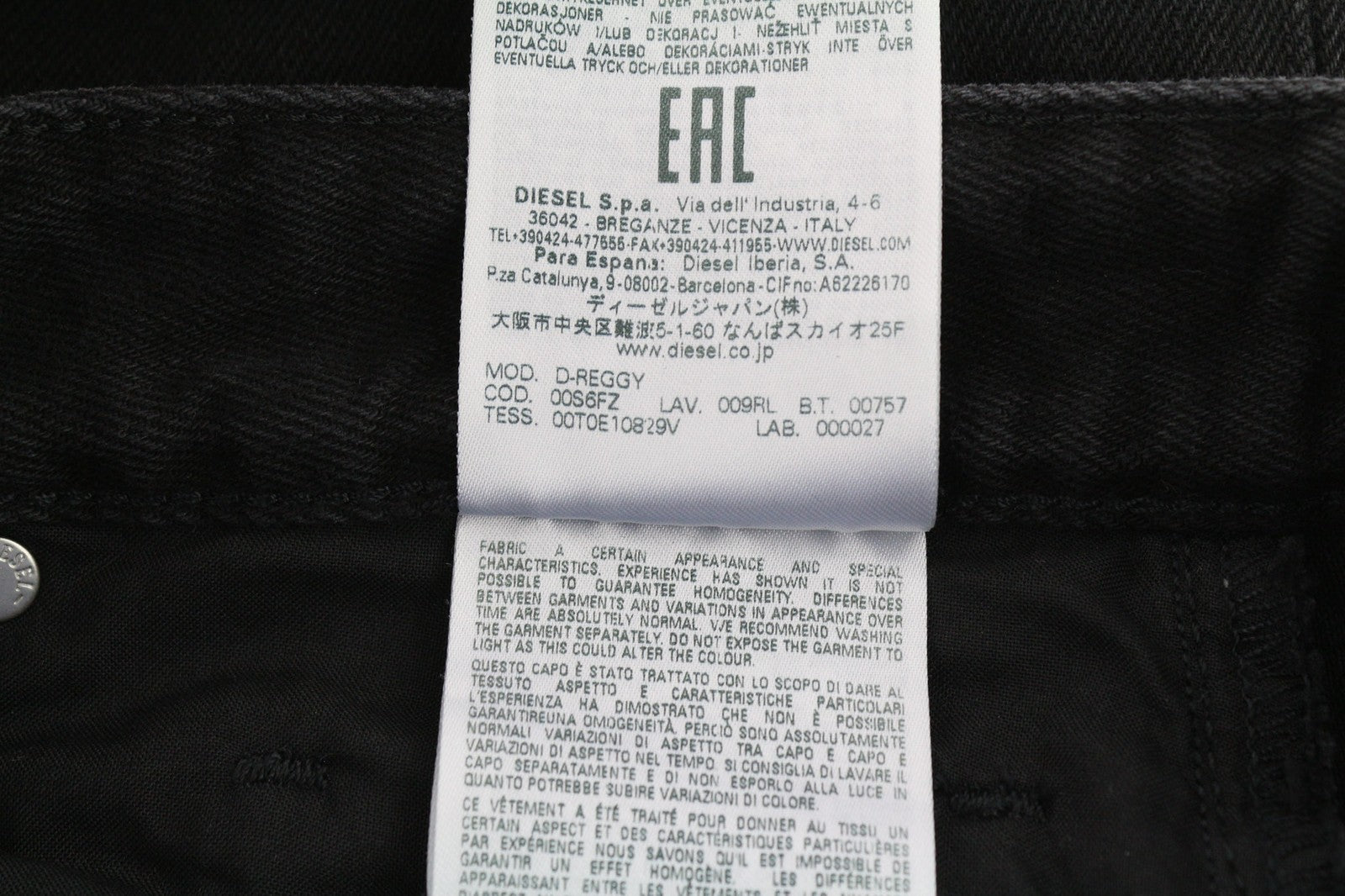 DIESEL D-Reggy 009RL Women's Jeans W27/L30 Black Straight Pure Cotton Everyday