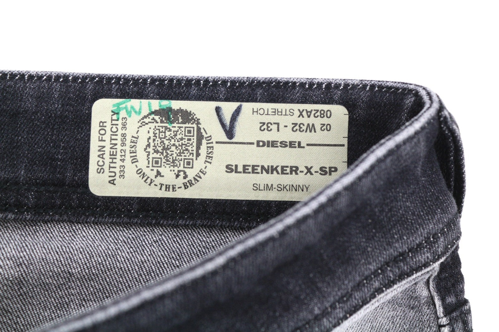 DIESEL Sleenker-X-SP 082AX Men's Jeans W32/L32 Grey Slim Skinny Stretch Washed