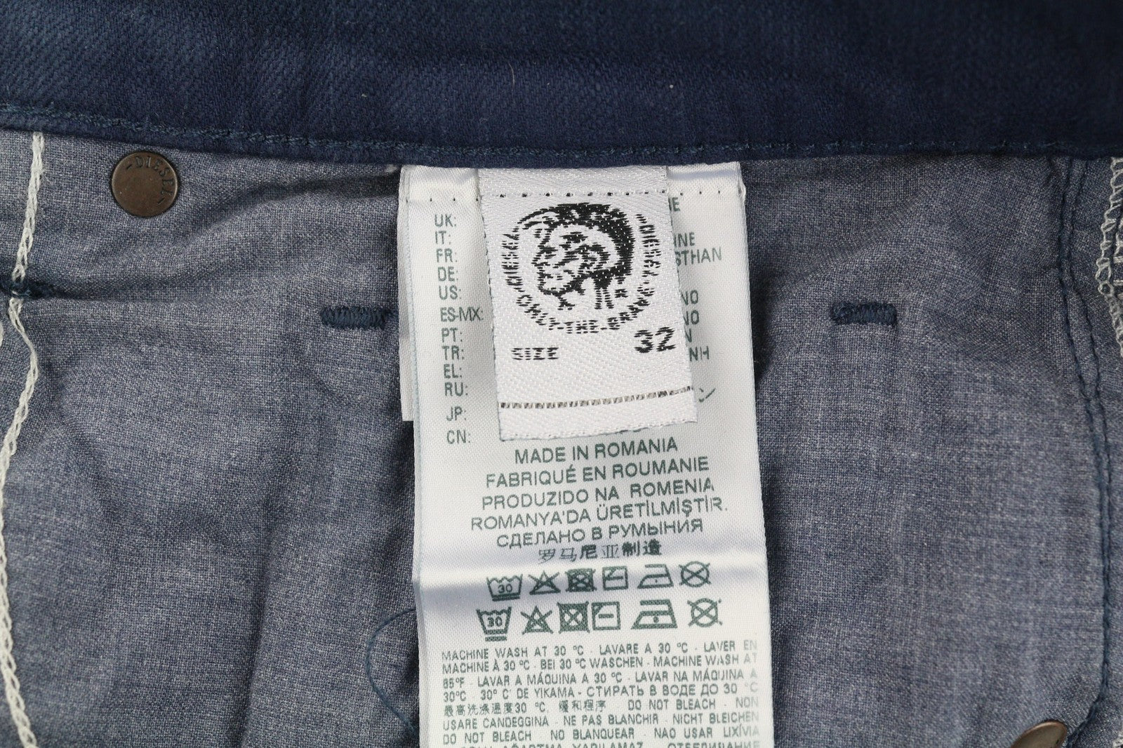 DIESEL D-Mharky-SP4 0078D Men's Jeans W32/L32 Slim Skinny Blue Stretch Denim