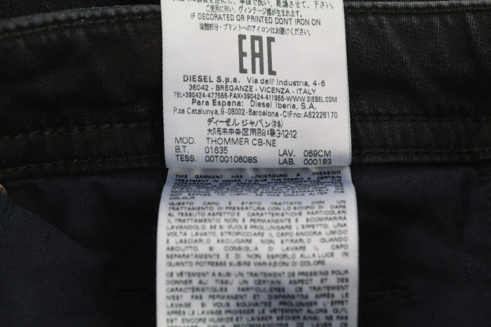 DIESEL Thommer CB-NE 069CM Men's Jeans W26 Dark Blue Jogg Sweat Slim Stretch