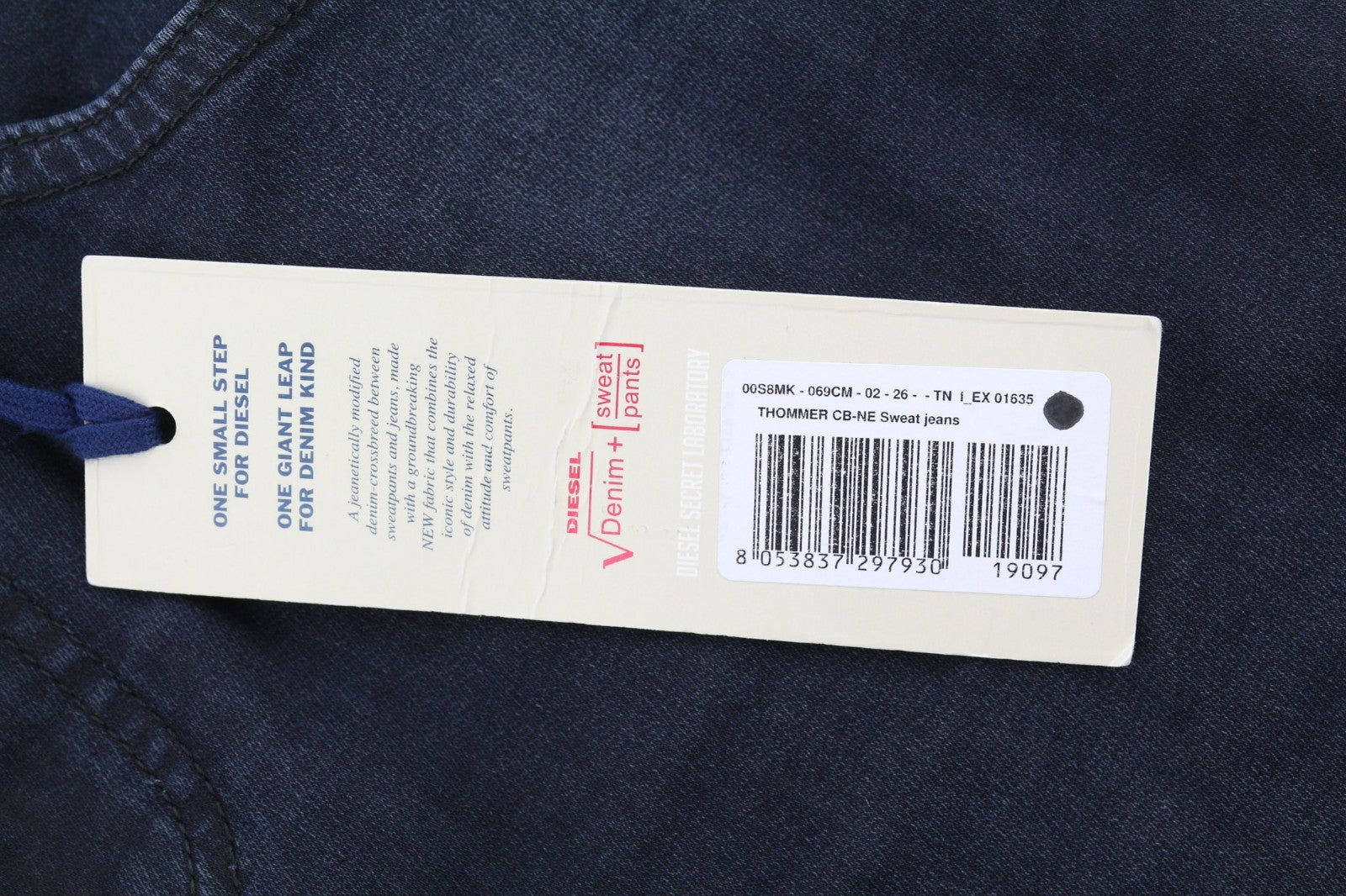 DIESEL Thommer CB-NE 069CM Men's Jeans W26 Dark Blue Jogg Sweat Slim Stretch