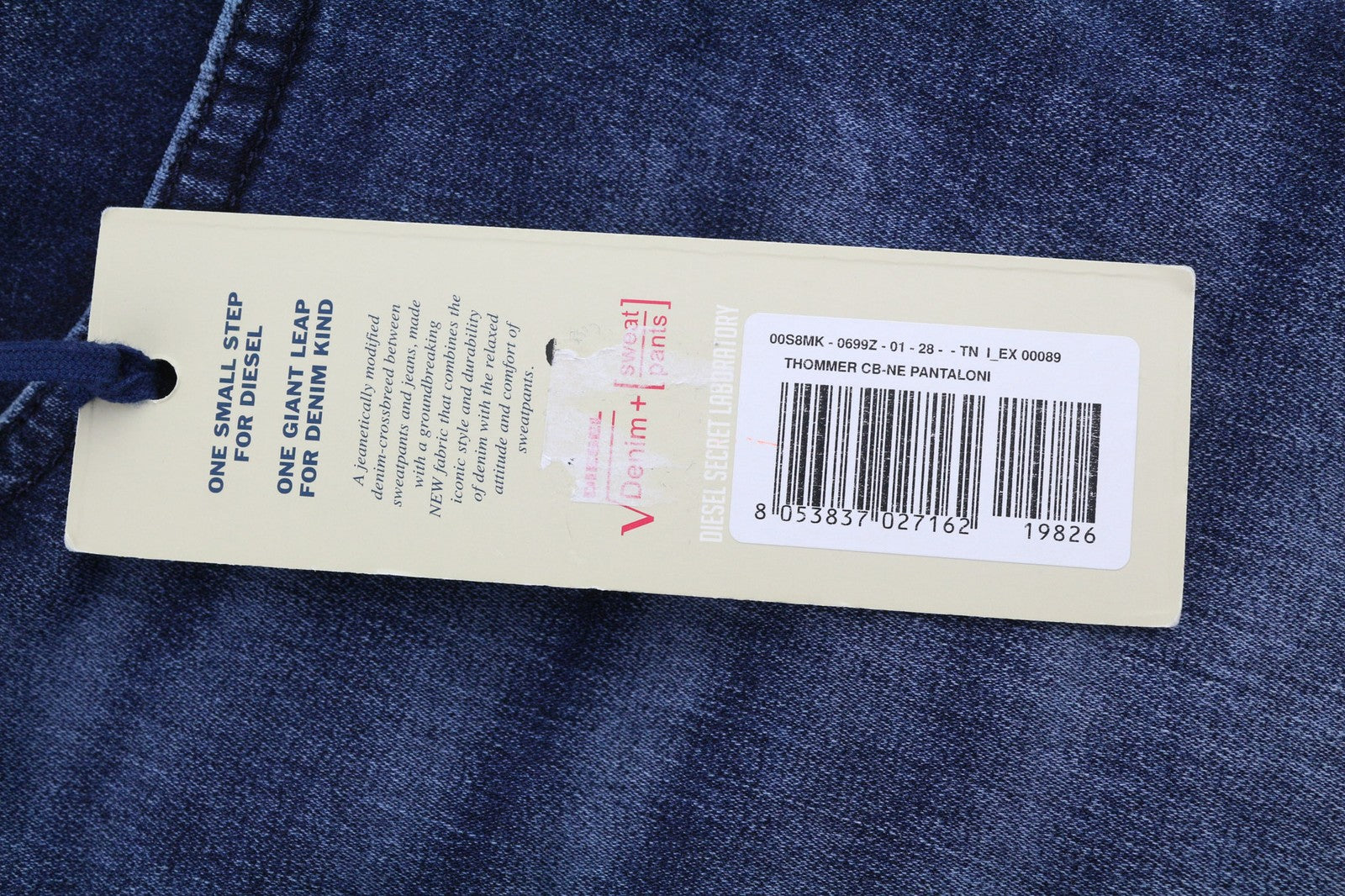 DIESEL Thommer CB-NE 0699Z Men's Jeans W28 Blue Jogg Sweat Slim Fit Stretch