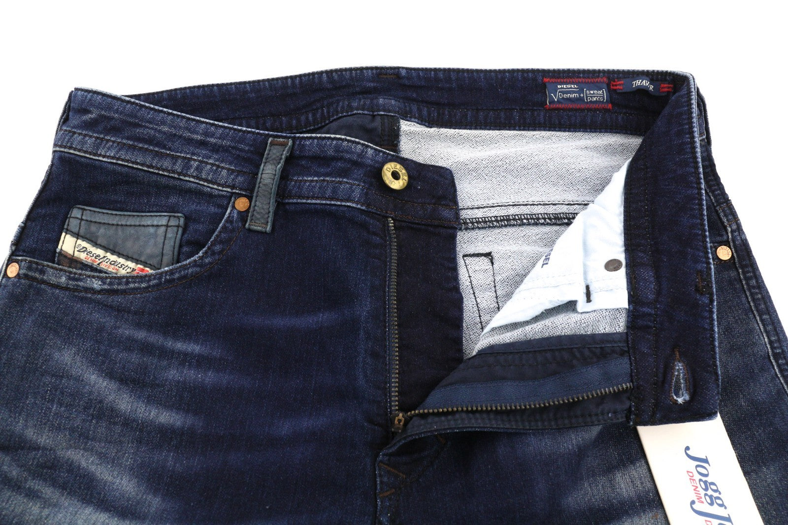 DIESEL Thavar-NE 0607U Men's Jeans W28 Dark Blue Jogg Sweat Slim Ripped Style