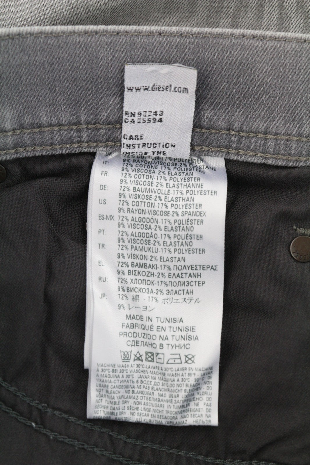 DIESEL Tepphar 0687W Men's Jeans W30/L32 Grey Slim Carrot Stretch Ripped Look