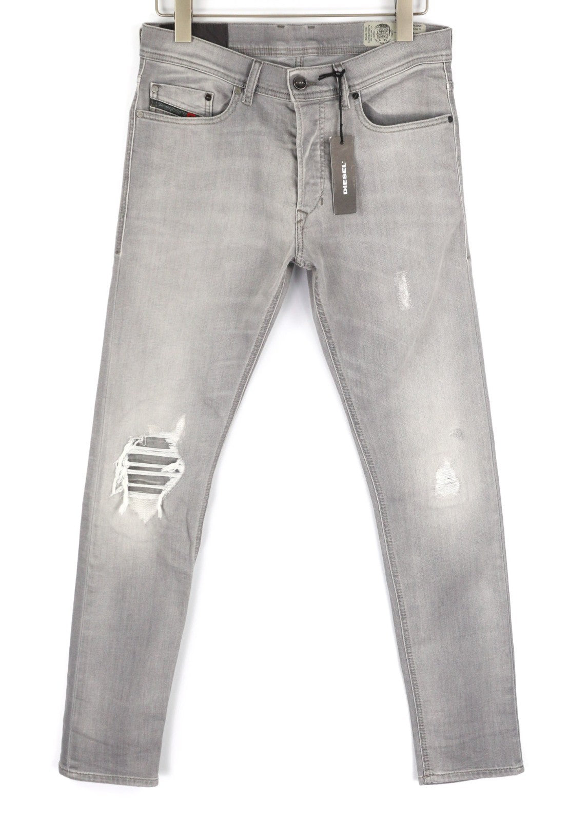 DIESEL Tepphar 0687W Men's Jeans W30/L32 Grey Slim Carrot Stretch Ripped Look