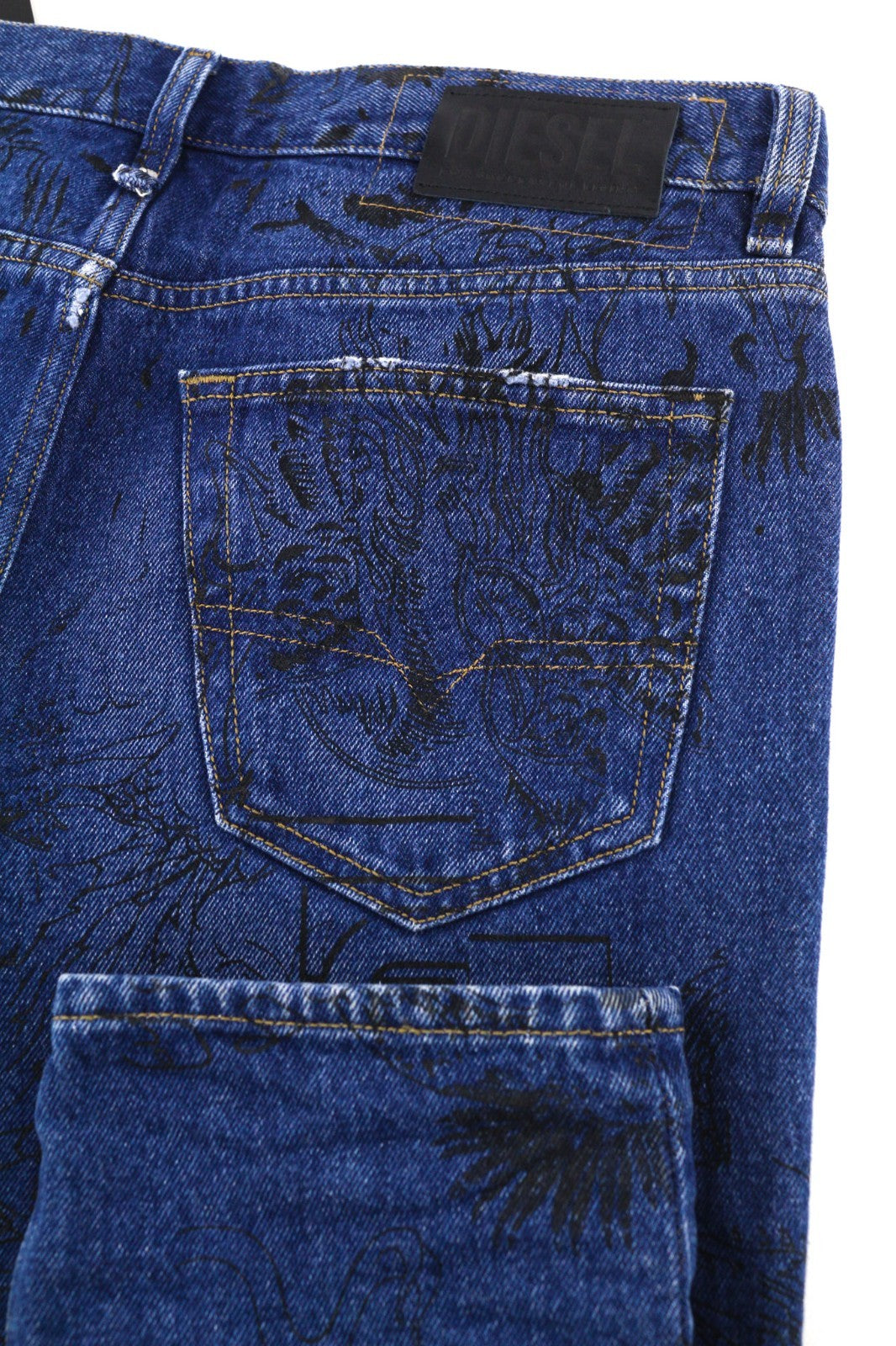 DIESEL Mharky-SP 0078S Men's Jeans W32/L32 Blue Skinny Pure Cotton Printed